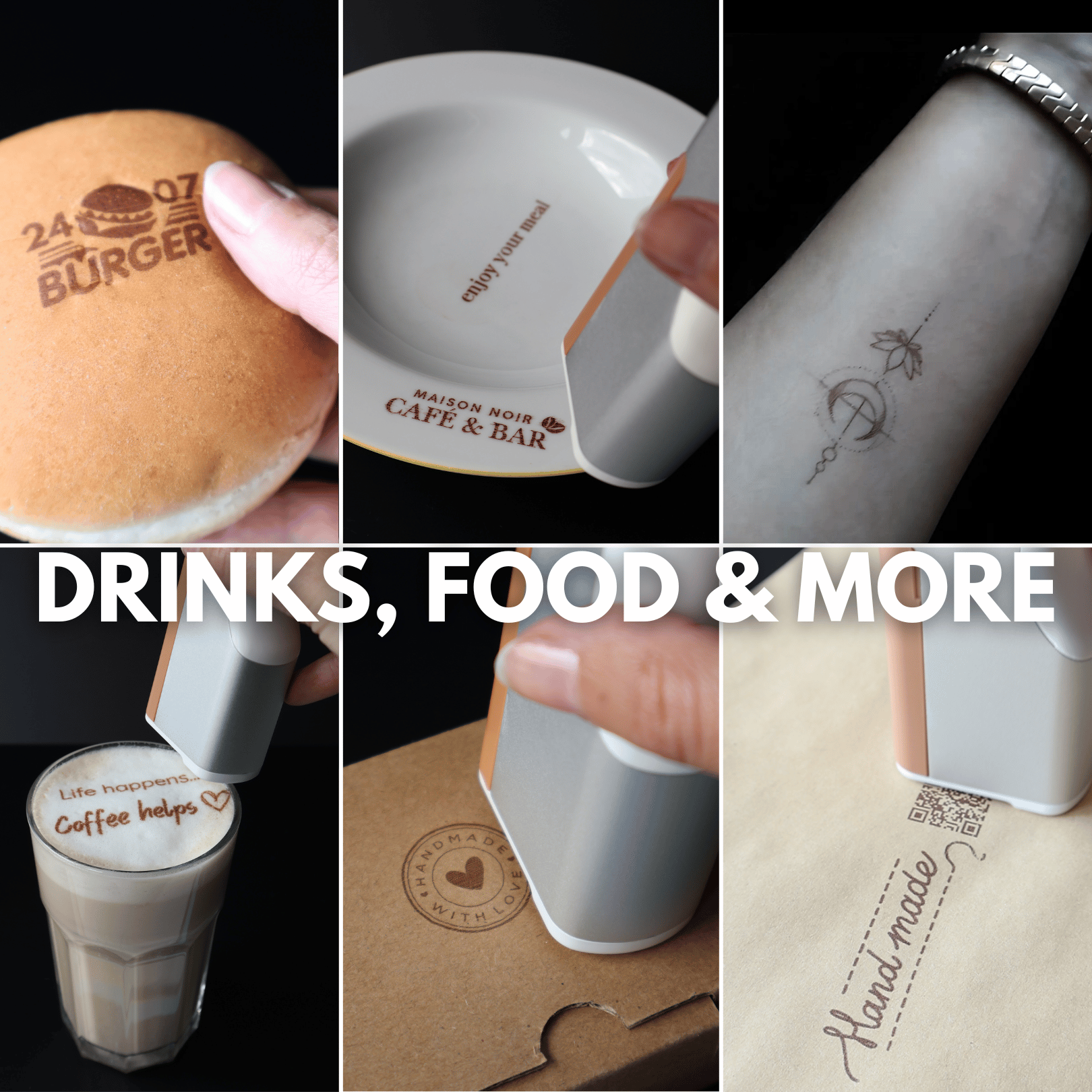 Cignature® mobiler Barista 2.0 Getränkedrucker - inklusive 1 Patrone und Zubehör (BLUETOOTH) Colorato-drinks