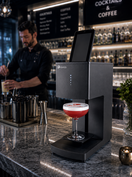 Kaffeedrucker / Bierdrucker / Latte Art Drucker Coloranino® (Komplett-Paket) +1 Gratis Patrone (braun) + Gratis Selfie-Cam Colorato-drinks