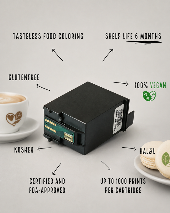5er Paket braune Patronen Coloranino® Kaffeedrucker / Bierdrucker / Latte Art Drucker -  (1 Gratis Patrone) Standard Version Colorato-drinks